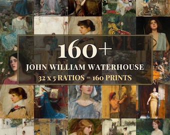 John William Waterhouse Wandbild-Set | 32 Kunstdrucke zu Mythologie und Religion, Kunstdrucke zum Ausdrucken, Sofort-Download