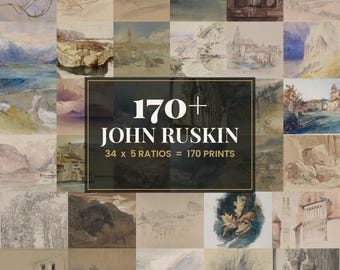 34 John Ruskin Gallery Wall Bundle | Vintage Moody Vintage Landscape Prints, Digital Download