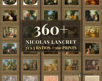 Moody Wall Art | 72 Vintage Prints, Nicolas Lancret, Printable Wall Art, Instant Download