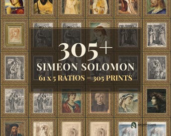 Simeon Solomon Wandbild-Set | 61 symbolistische Drucke, stimmungsvolle und düstere Wanddekoration im Stil der Academia-Galerie, Kunstdrucke zum sofortigen Download