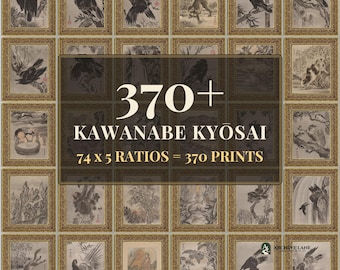 Japandi Wall Art | 74 Vintage Prints, Kawanabe Kyōsai, Printable Wall Art, Instant Download