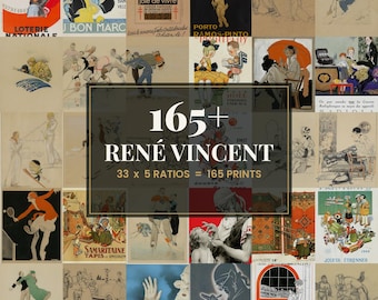 33 René Vincent Gallery Wall Bundle | Vintage Travel Poster Prints, Digital Download