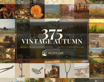 Vintage Autumn Wall Art Bundle | 375 Fall Prints, Moody Harvest Landscape, Rustic Farmhouse Decor, Printable Instant Download
