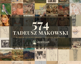 Tadeusz Makowski Wall Art Bundle | 574 Vintage Portrait Prints, Moody Gallery Wall Decor, Printable Fine Art, Instant Digital Download