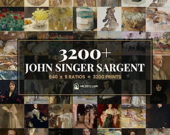 John Singer Sargent Gallery Wall Bundle | 640 Vintage Portrait Prints, Dark Academia Decor, Digital Download