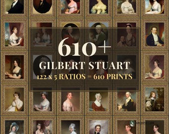 Gilbert Stuart Wandbild-Set | 122 Vintage-Kunstdrucke, Vintage-Wohndekoration, Kunstdrucke zum Ausdrucken, Sofort-Download