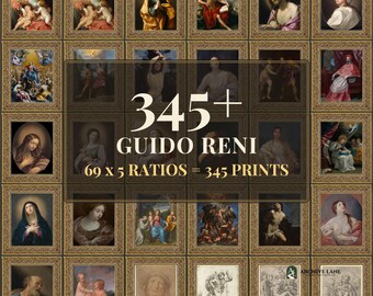 Dark Academia Wandbilder | 69 Vintage-Drucke von Guido Reni, druckbare Wandbilder, Sofort-Download