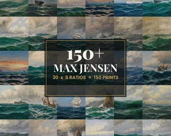 30 Max Jensen Gallery Wall Bundle | Vintage Coastal Vintage Seascape Prints, Digital Download