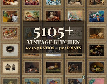 Vintage-Küchenwandbilder-Set | 1021 Stillleben mit Früchten, Landhausstil-Deko fürs Esszimmer, Sofort-Download zum Ausdrucken