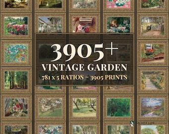 Vintage-Garten-Wandkunst-Set | 781 Kunstdrucke mit formalen Gartenmotiven, Gewächshaus-Cottagecore-Dekoration, Sofort-Download zum Ausdrucken