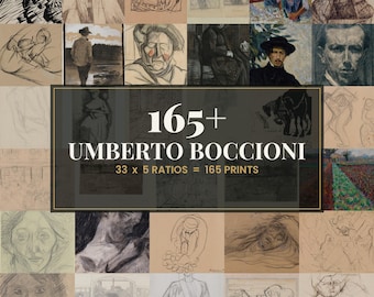 33 Umberto Boccioni Gallery Wall Bundle | Vintage Mid Century Modern Prints, Digital Download