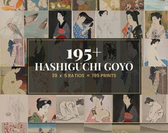 39 Hashiguchi Goyō Gallery Wall Bundle | Vintage Japandi Ukiyo-e Prints, Digital Download