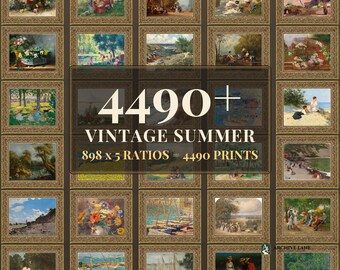 Vintage-Sommer-Wandbild-Set | 898 Küstenmotive, Strandhaus-Deko für sonnige Gärten, Sofort-Download zum Ausdrucken
