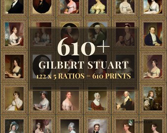 Gilbert Stuart Wandbild-Set | 122 Vintage-Kunstdrucke, Vintage-Wohndekoration, Kunstdrucke zum Ausdrucken, Sofort-Download