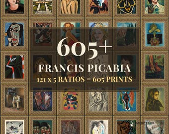 Francis Picabia Wandbild-Set | 121 moderne Kunstdrucke, Wanddekoration im Stil der Mid-Century-Moderne, Kunstdrucke zum Ausdrucken, Sofort-Download