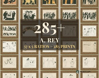 Dark Academia Wall Art | 57 Vintage Prints, A. Rey, Printable Wall Art, Instant Download