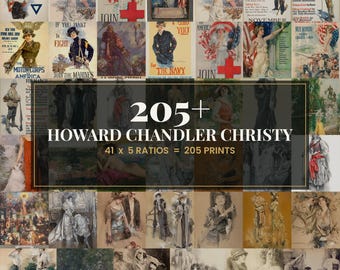 41 Howard Chandler Christy Gallery Wall Bundle | Vintage Travel Poster Prints, Digital Download