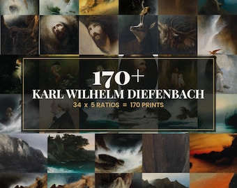34 Karl Wilhelm Diefenbach Gallery Wall Bundle | Vintage Dark Academia Symbolist Prints, Digital Download