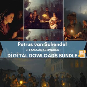 Petrus van Schendel 31 Beautiful Paintings from Artworks | HQ Image Bundle Printable Wall Art | Instant Digital Download