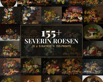 31 Severin Roesen Gallery Wall Bundle | Vintage Moody Floral Still Life Prints, Digital Download