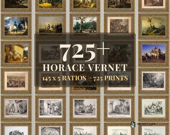 Horace Vernet Wandbild-Set | 145 Vintage-Gravurdrucke, Vintage-Wohndekoration, Kunstdrucke zum Ausdrucken, Sofort-Download