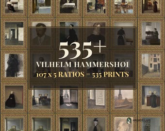 Vilhelm Hammershøi Wandkunst-Paket | 107 Vintage-Kunstdrucke, Vintage-Wohnkultur, druckbare Kunst, sofortiger digitaler Download