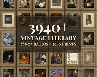 Vintage-Literatur-Wandbild-Set | 788 Kunstdrucke für Bücherliebhaber, Dark-Academia-Dekoration, Sofort-Download zum Ausdrucken