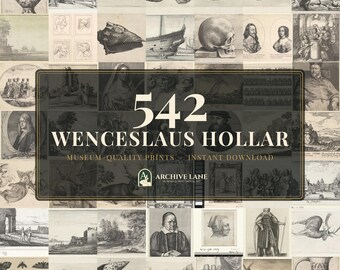 Wenceslaus Hollar Wall Art Bundle | 542 Vintage Engraving Prints, Moody Gallery Wall Decor, Printable Fine Art, Instant Digital Download