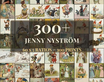 Weihnachtsposter | 60 Vintage-Drucke, Jenny Nyström, Druckbare Wandbilder, Sofort-Download