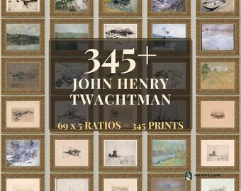 Bilderwand-Set | 69 Vintage-Drucke, John Henry Twachtman, Wandbilder zum Ausdrucken, Sofort-Download
