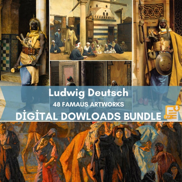 Ludwig Deutsch 48 Beautiful Paintings from Artworks | HQ Image Bundle Printable Wall Art | Instant Digital Download