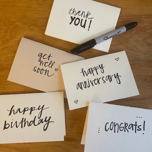 5pk handwritten greeting cards (variety pack)