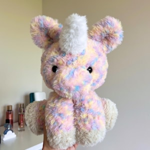Handmade Rainbow Unicorn Plush Toy – Soft Fluffy Stuffed Animal for Whimsical Decor, Fantasy Gift or Plushie Collectors