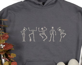 Dancing Skeleton Halloween Hoodie: Funny Spooky Season Sweatshirt