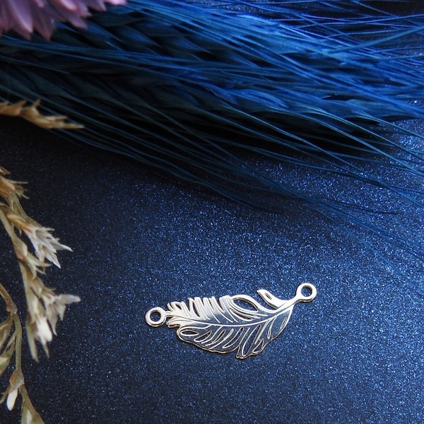 Connector - Charm Feather open-work Silver 925