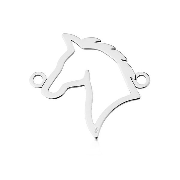 Charm/Connector Horse, Horse Head Sterling Silver 925