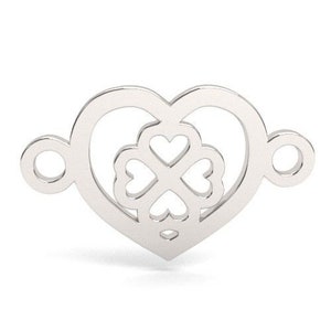 Little heart charm with a clover silver 925