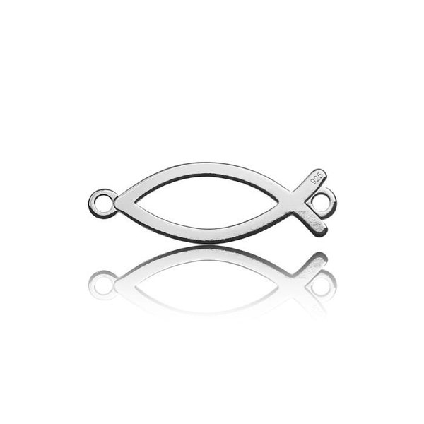 Connecteur Ichthys pour chrétien, catholique, pour faire des bijoux, bijoux faits main, argent sterling 925