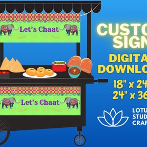 Food Sign - &quot;Let&#39;s Chaat&quot; Sign. AKA &quot;Let&#39;s Talk &quot; - Use for food stall in Sangeet, Mehndi, Wedding, birthday parties, etc
