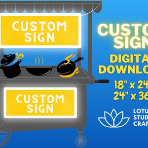 CUSTOM FOOD SIGN - Use for food stall in Sangeet, Mehndi, Wedding, birthday parties, etc