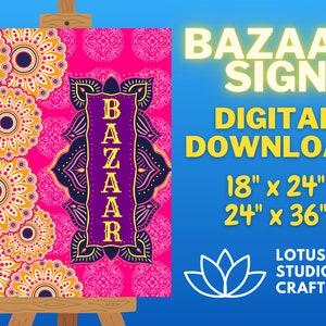 BAZAAR Sign (&quot;Shopping&quot; Sign for return gifts) - Used during Sangeet, Mehndi, Wedding, birthday parties, etc