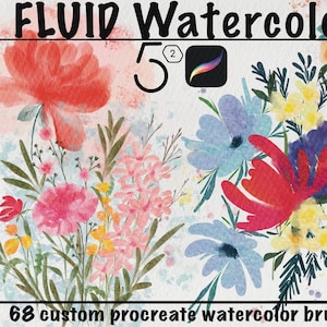 Aquarelpenselen voortplanten | Digitale aquarelpenselen | Realistische voortplantingsborstels | Vloeiende set aquarellen | 68 aangepaste penselen