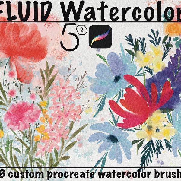 Procreate Watercolor Brushes | Digital Watercolor Brushes | Procreate Brushes | 68 Procreate Watercolor Brushes | Fluid Watercolor Brushes