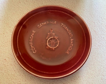 Vintage Ceramic Trinket Dish Advertising for The Compagnie Générale Transatlantique