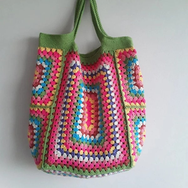 Crochet Bag, Granny Square Bag, Crochet Purse, Crochet tote Bag, Retro Bag, Hippie Bag, Boho Bag, Vintage Style,mother's day gift