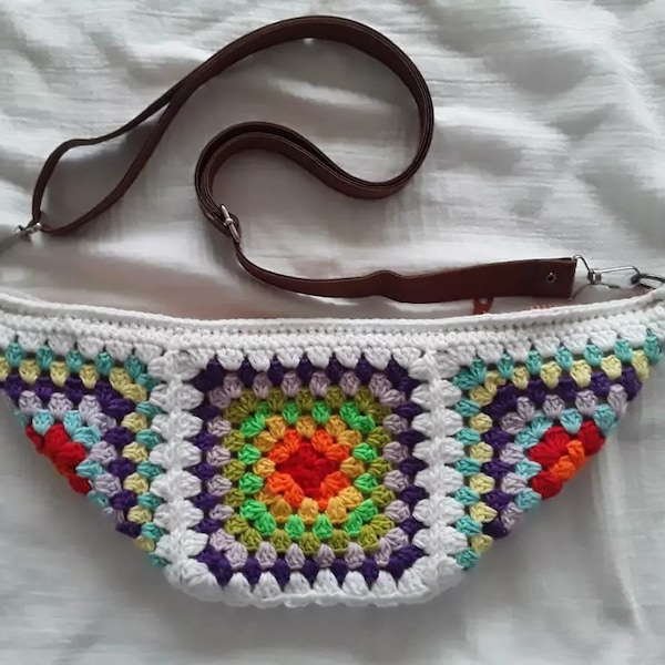 Boho Grandma Square Crochet Bum Bag Festival versátil, Fanny Bag y accesorio diario, Crochet Fanny Pack, regalo del día de las mamás