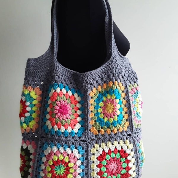 Crochet Bag, Granny Square Bag, Crochet Purse, Crochet tote Bag, Retro Bag, Hippie Bag, Boho Bag, Vintage Style