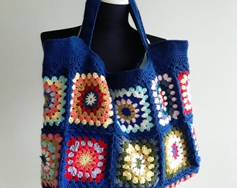 Crochet Bag, Granny Square Bag, Crochet Purse, Crochet tote Bag, Retro Bag, Hippie Bag, Boho Bag, Vintage Style