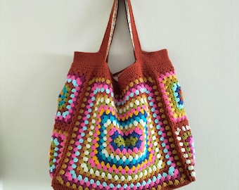 Handgemachte häkeln Oma Square Tasche, häkeln Schultertasche, benutzerdefinierte Farbe erhältlich