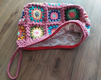 Handmade Boho Style Shoulder Bag - Crochet with Strap and Beautiful Lining